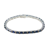 Blue Supphire CZ Thanksgiving Tiny Blue 925 Silver Tennis Bracelet