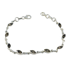 Smoky Quartz Treasure Tiny Brown 925 Silver Links Bracelet
