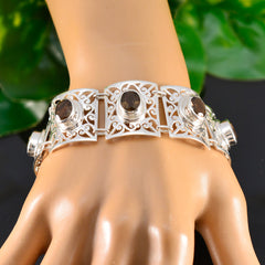 Smoky Quartz Veganuary Tiny Brown Sterling Silver Tennis Bracelet