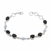 Smoky Quartz Wine Day Slim Brown 925 Silver Links Bracelet
