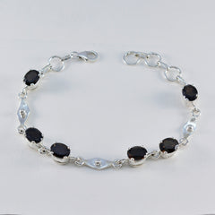 Smoky Quartz Wine Day Slim Brown 925 Silver Links Bracelet