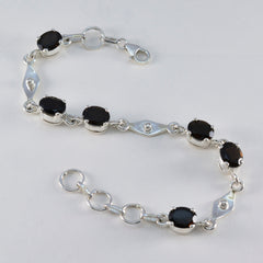 Smoky Quartz Wine Day Slim Brown 925 Silver Links Bracelet