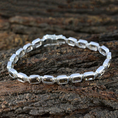 Smoky Quartz Woman’s Day Minimal Brown 925 Silver Tennis Bracelet