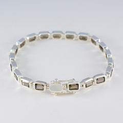 Smoky Quartz Woman’s Day Minimal Brown 925 Silver Tennis Bracelet
