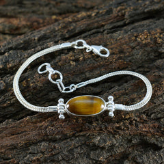 Tiger Eye Workwear Fjäderljusbrunt Sterling Silver Kedjearmband