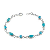 Turquoise Chocolate Day Slim Turquoise Sterling Silver Links Bracelet