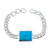 Turquoise Emoji Day Statement Turquoise Sterling Silver Chain Bracelet