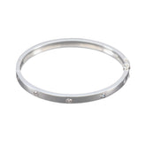 White CZ Food Day Minimal White Sterling Silver Hinged Bangle Bracelet