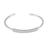 White CZ Guacamole Day Dainty White Sterling Silver Bangle Bracelet