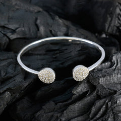 White CZ Jewelry Day Featherlight White 925 Silver Bangle Bracelet