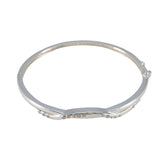 White CZ Mental Health Day Slim White Silver Hinged Bangle Bracelet