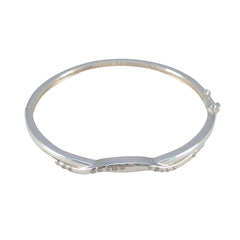 White CZ Mental Health Day Slim White Silver Hinged Bangle Bracelet