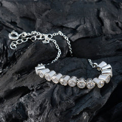 Vitt CZ Nutella Day Whisper-tunt vitt sterlingsilvertennisarmband