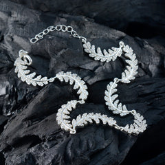 White CZ Pasta Day Minimal White 925 Silver Links Bracelet