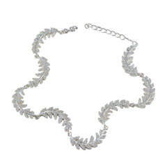 White CZ Pasta Day Minimal White 925 Silver Links Bracelet