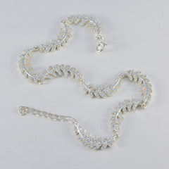 White CZ Pasta Day Minimal White 925 Silver Links Bracelet