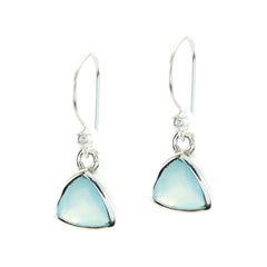 Chalcedony-German-Aiko-Solitaire-Dangle-Blue-Silver-Earring