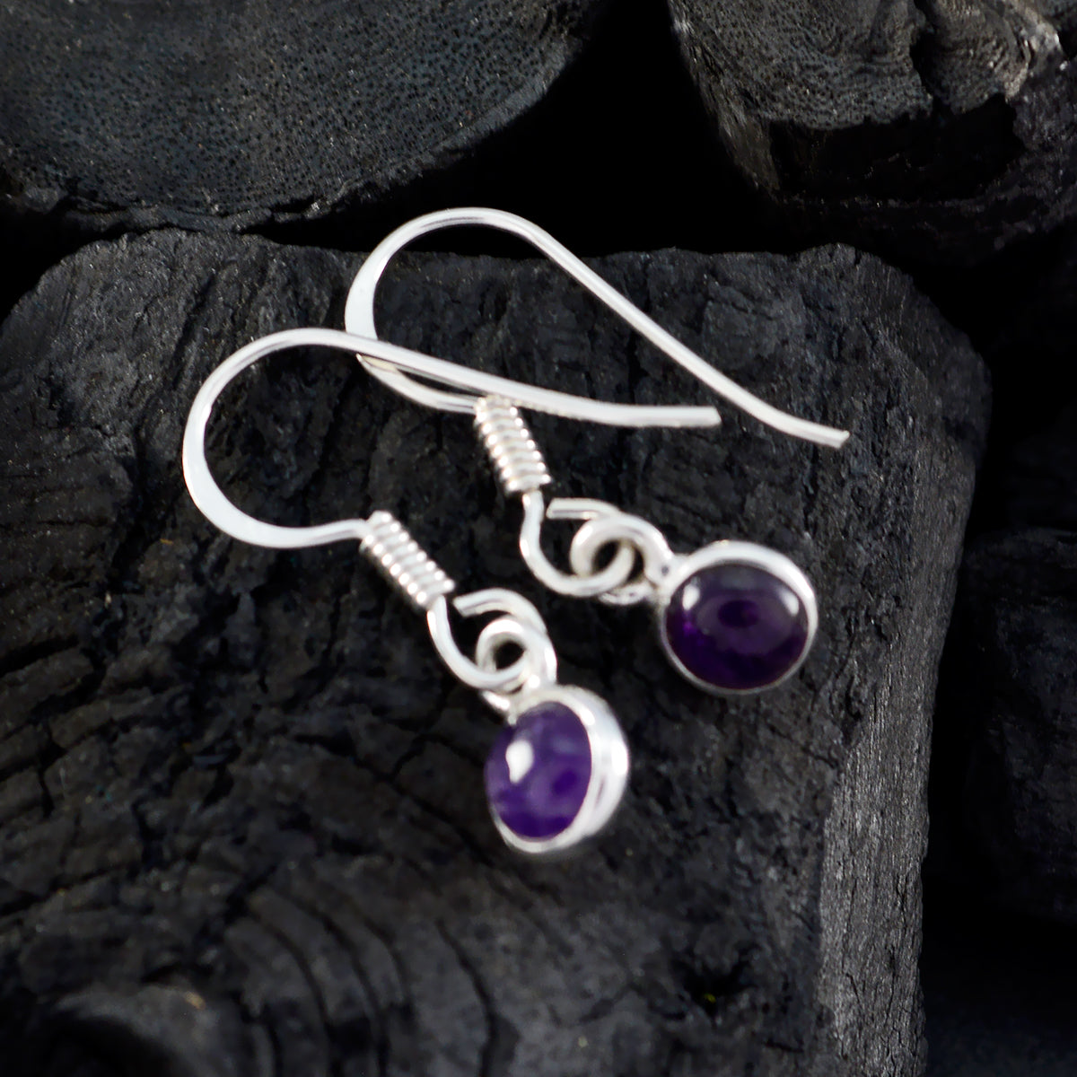 Amethyst-American-Hua-mehrere-Dangle-Lila-Silber-Ohrring