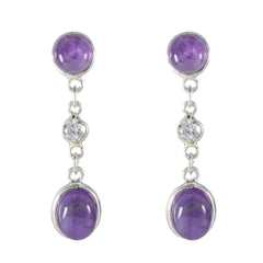 Amethyst-Mexican-Ling-multiple-stud-Purple-Silver-Earring
