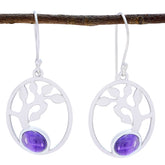 Amethyst-Korean-Lily-Solitaire-Dangle-Purple-925-Sterling-Silver-Earring