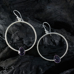 Amethyst-Italian-Sakura-Solitaire-Dangle-Purple-925-Silver-Earring