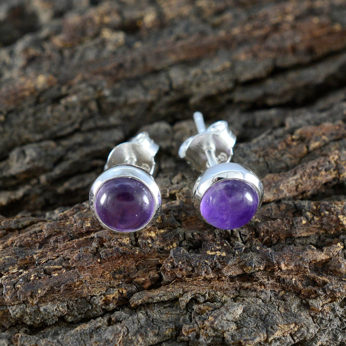 Amethyst-American-Mei-Solitaire-Stud-Purple-925-Silver-Earring