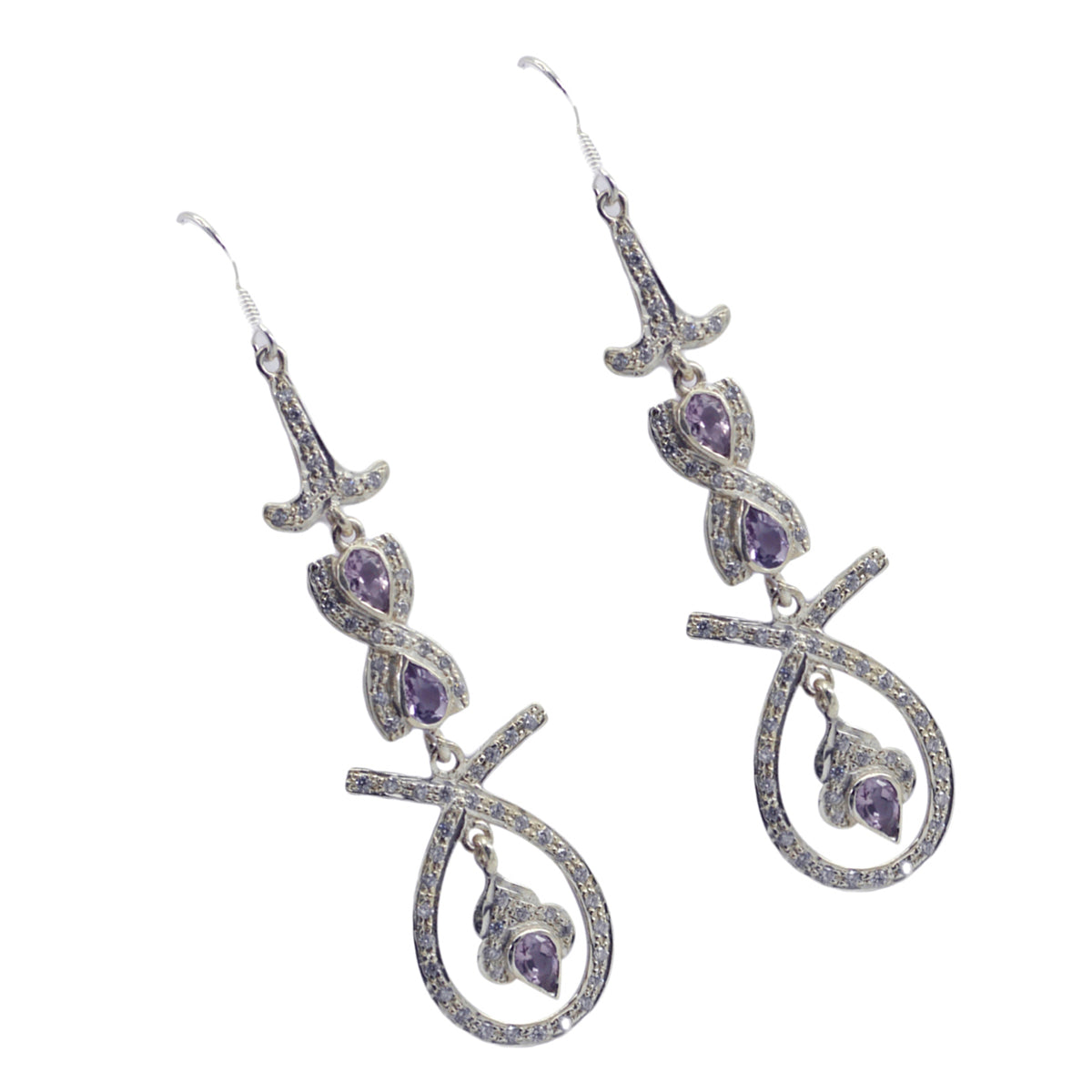 Amethyst-Indian-Natcha-multiple-Dangle-Purple-92.5-Silver-Earring