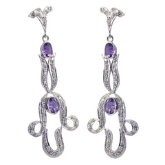 Amethyst-Indian-Aisha-multiple-Stud-Purple-Silver-Earring