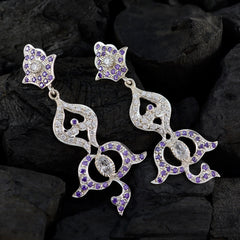 Amethyst-Indian-Saanvi-multiple-Stud-Purple-Silver-Earring