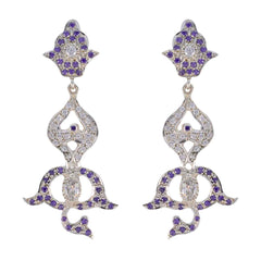 Amethyst-Indian-Saanvi-multiple-Stud-Purple-Silver-Earring