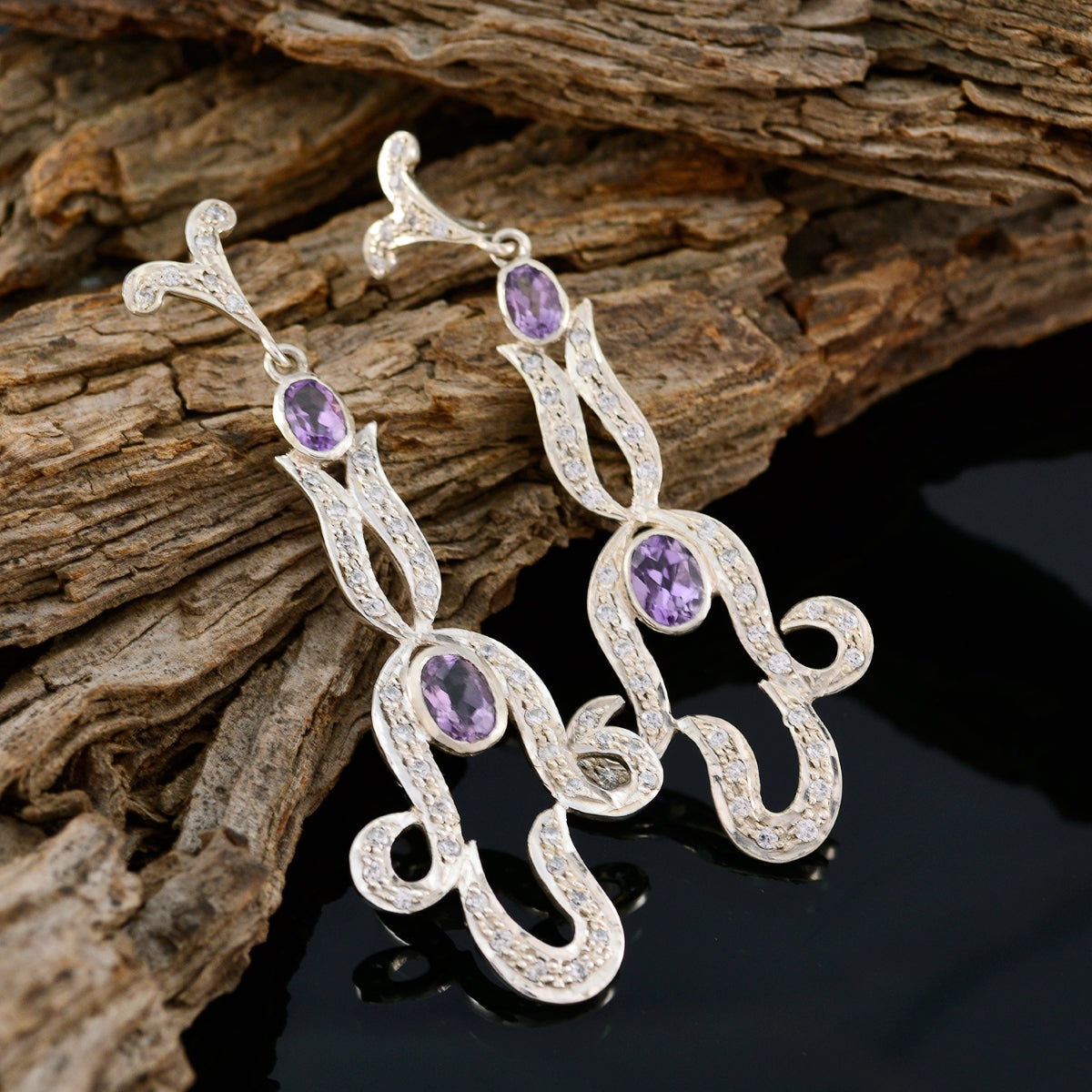 Amethyst-Indian-Angel-multiple-Stud-Purple-92.5-Silver-Earring
