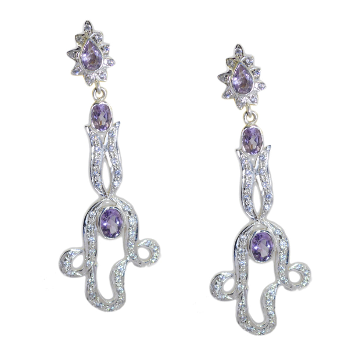 Amethyst-Indian-Angel-multiple-Stud-Purple-92.5-Silver-Earring
