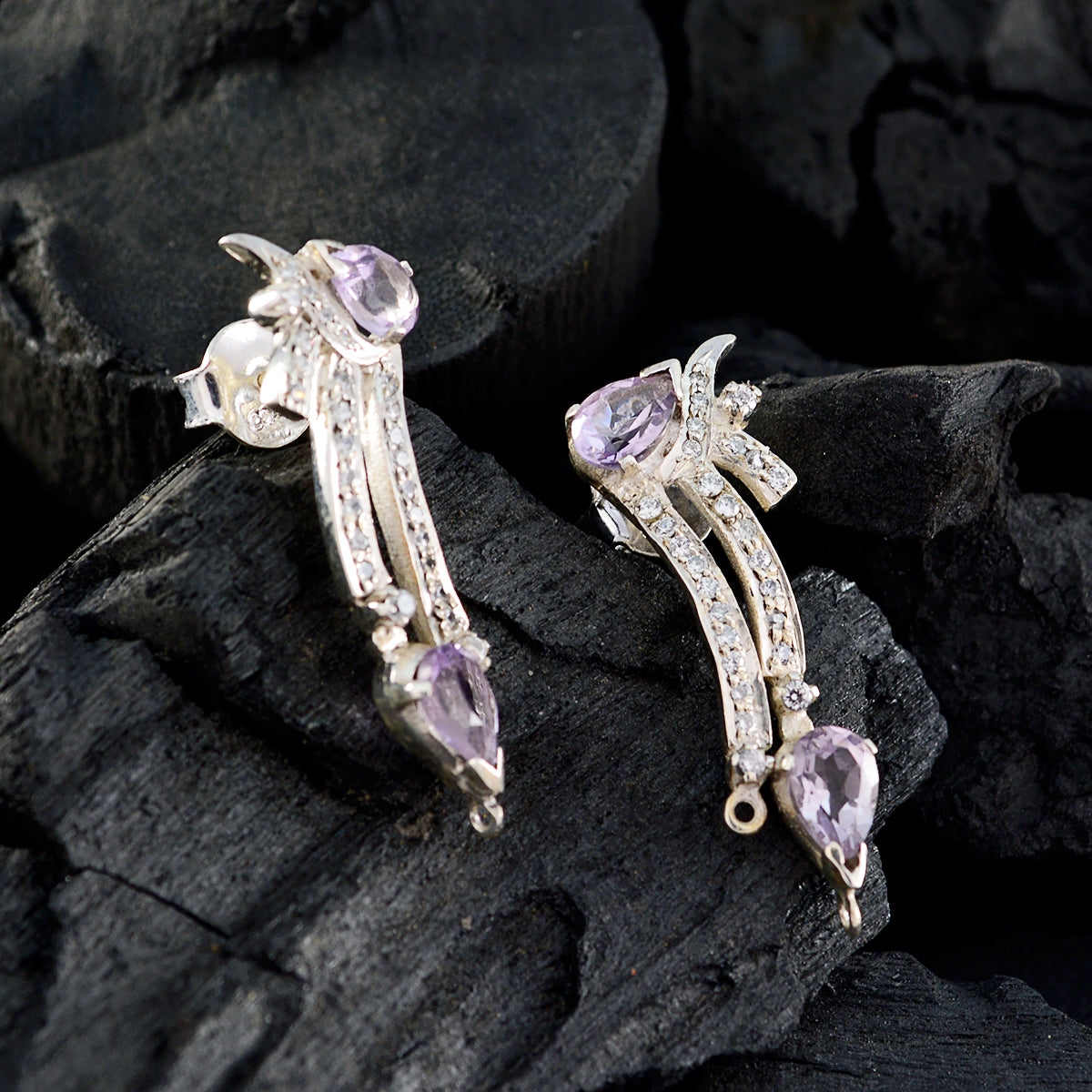 Amethyst-African-Ivana-multiple-Stud-Purple-92.5-Silver-Earring