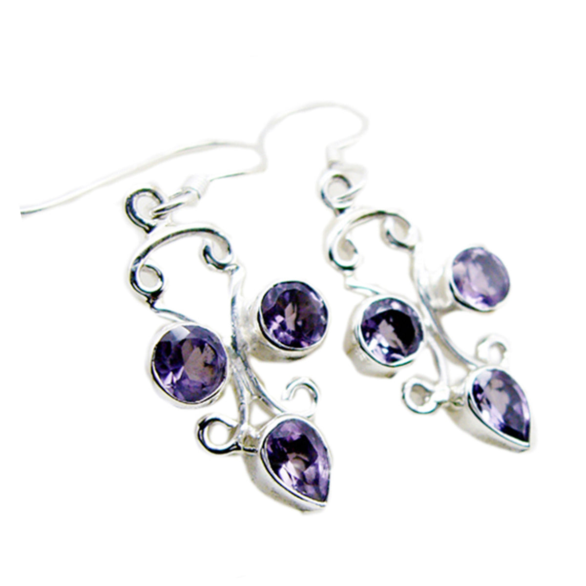 Amethyst-Korean-Rosa-Multiple-Dangle-Purple-92.5-Silber-Ohrring