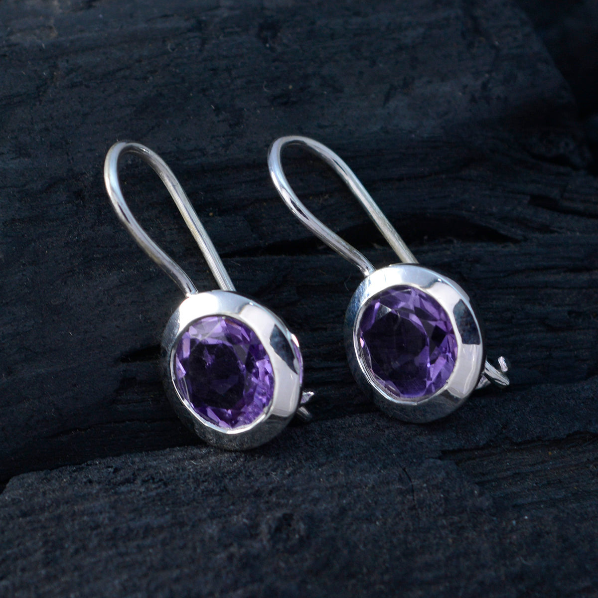 Amethyst-Korean-Ellie-Solitaire-Dangle-Lila-925-Silber-Ohrring