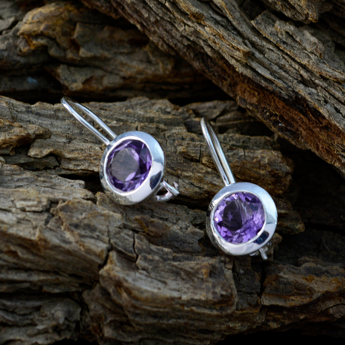 Amethyst-Korean-Ellie-Solitaire-Dangle-Lila-925-Silber-Ohrring