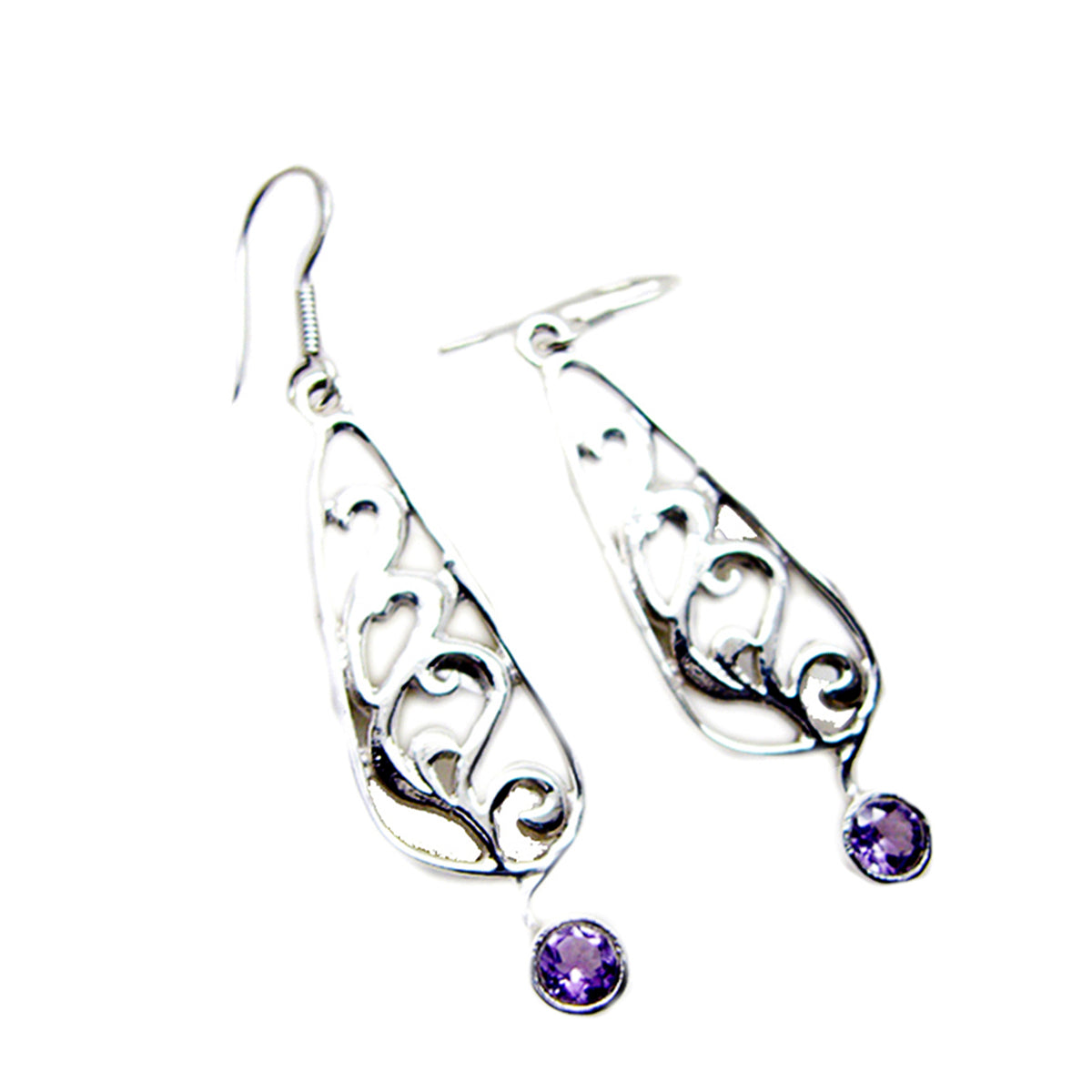Amethyst-Spanish-Genesis-Solitaire-Dangle-Purple-92.5-Silber-Ohrring