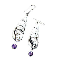 Amethyst-Spanish-Genesis-Solitaire-Dangle-Purple-92.5-Silber-Ohrring