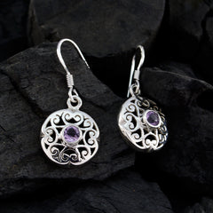 Amethyst-Korean-Lili-Solitaire-Dangle-Lila-92,5-Silber-Ohrring