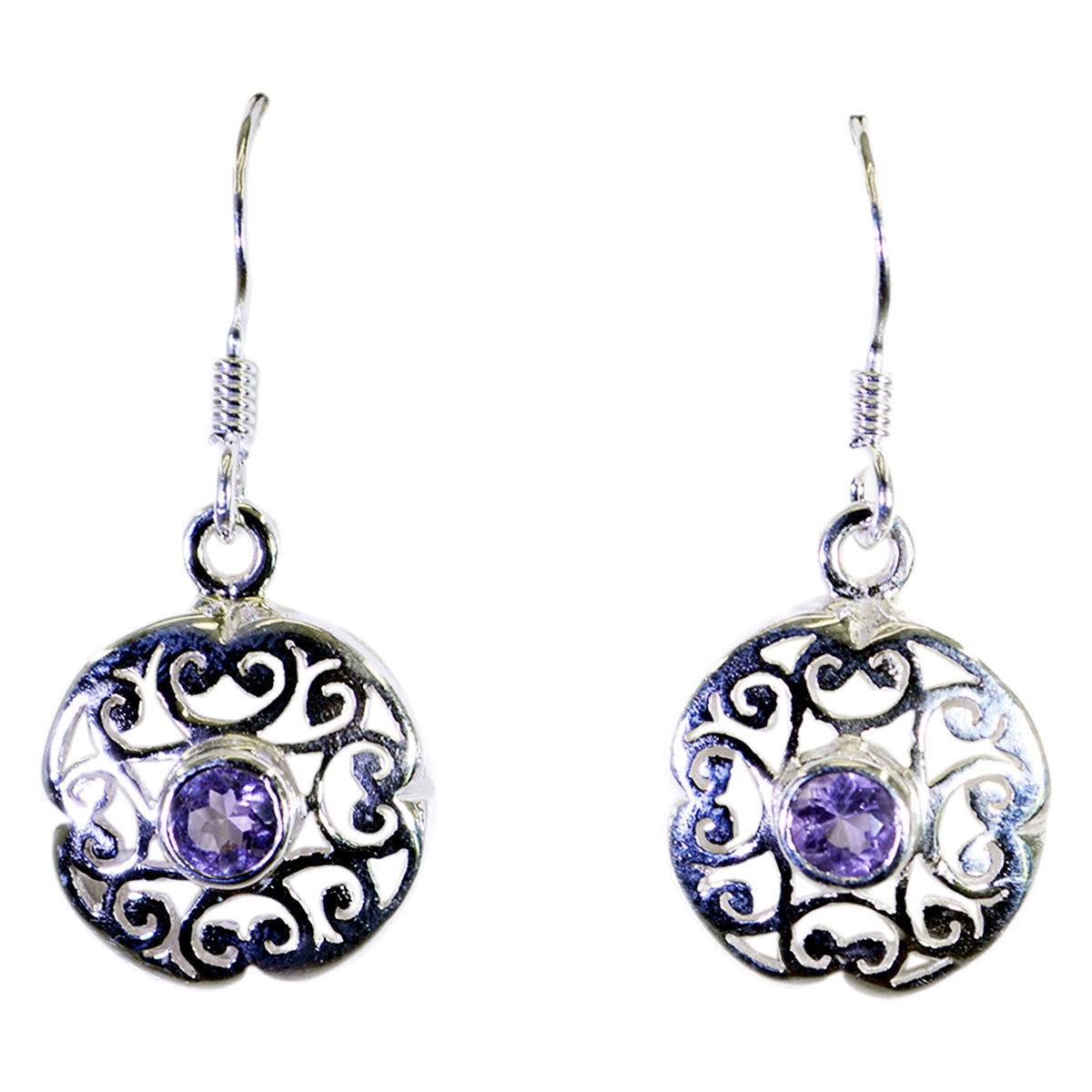 Amethyst-Korean-Lili-Solitaire-Dangle-Lila-92,5-Silber-Ohrring