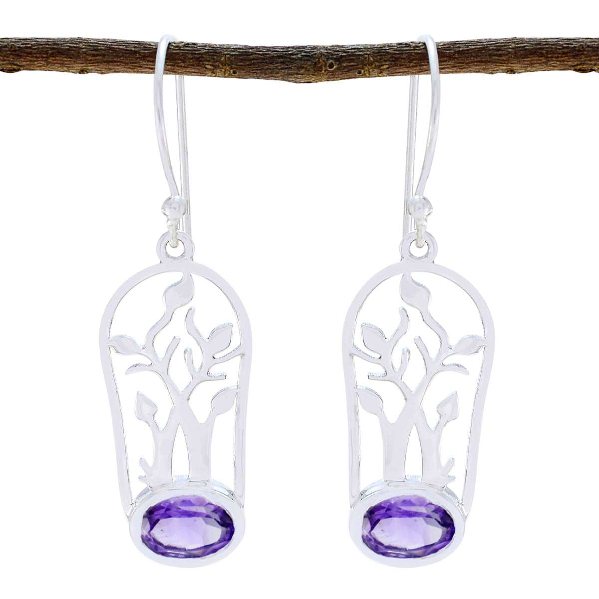 Amethyst-Marokkanischer-Olivia-Solitär-Ohrhänger-Lila-92,5-Silber-Ohrring