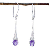 Amethyst-Spanish-Maya-Solitaire-Dangle-Purple-92.5-Silver-Earring