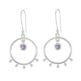 Amethyst-Japanese-Riley-Solitaire-Dangle-Purple-Silver-Earring