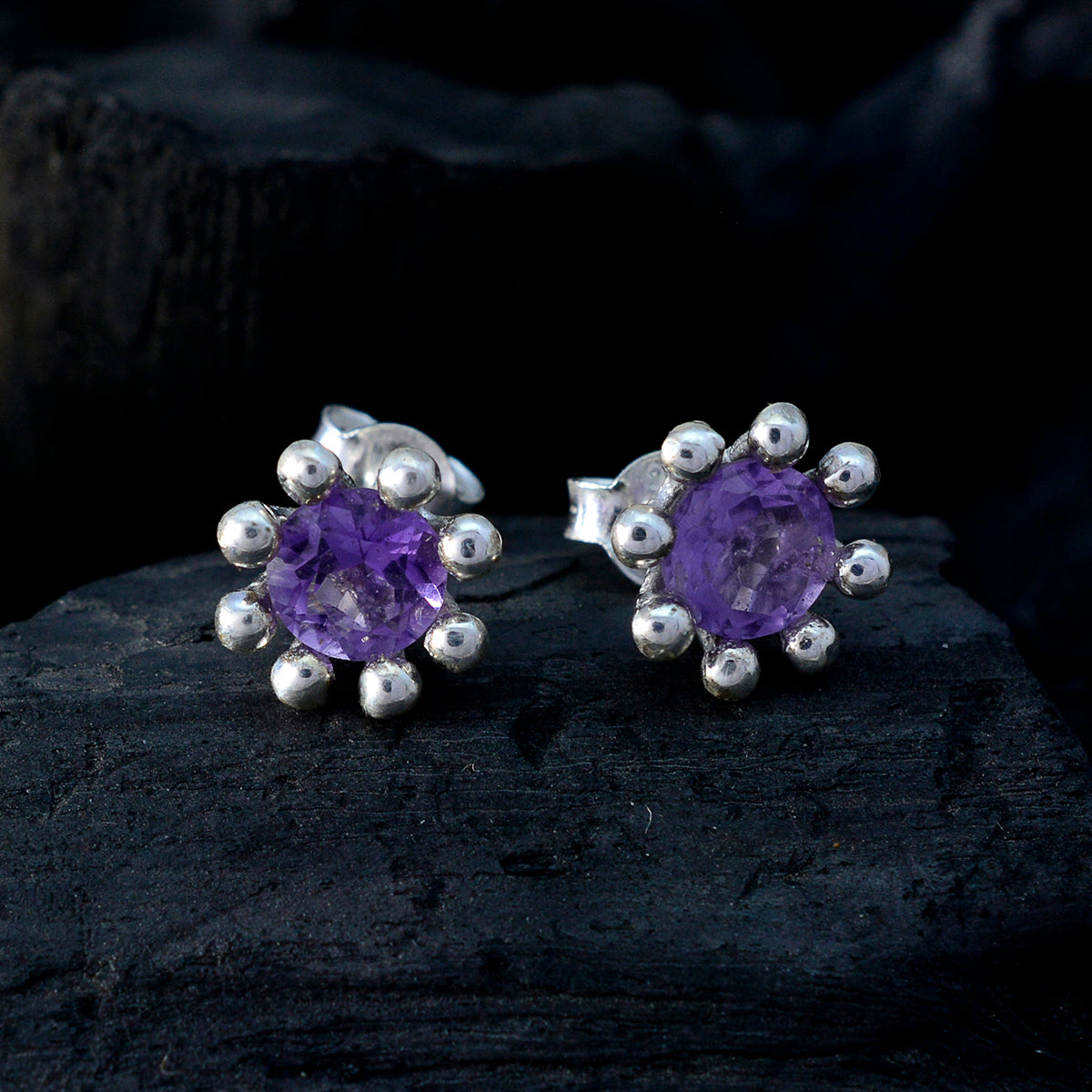 Amethyst-American-Li-Lee-Solitaire-Stud-Purple-Sterling-Silver-Earring