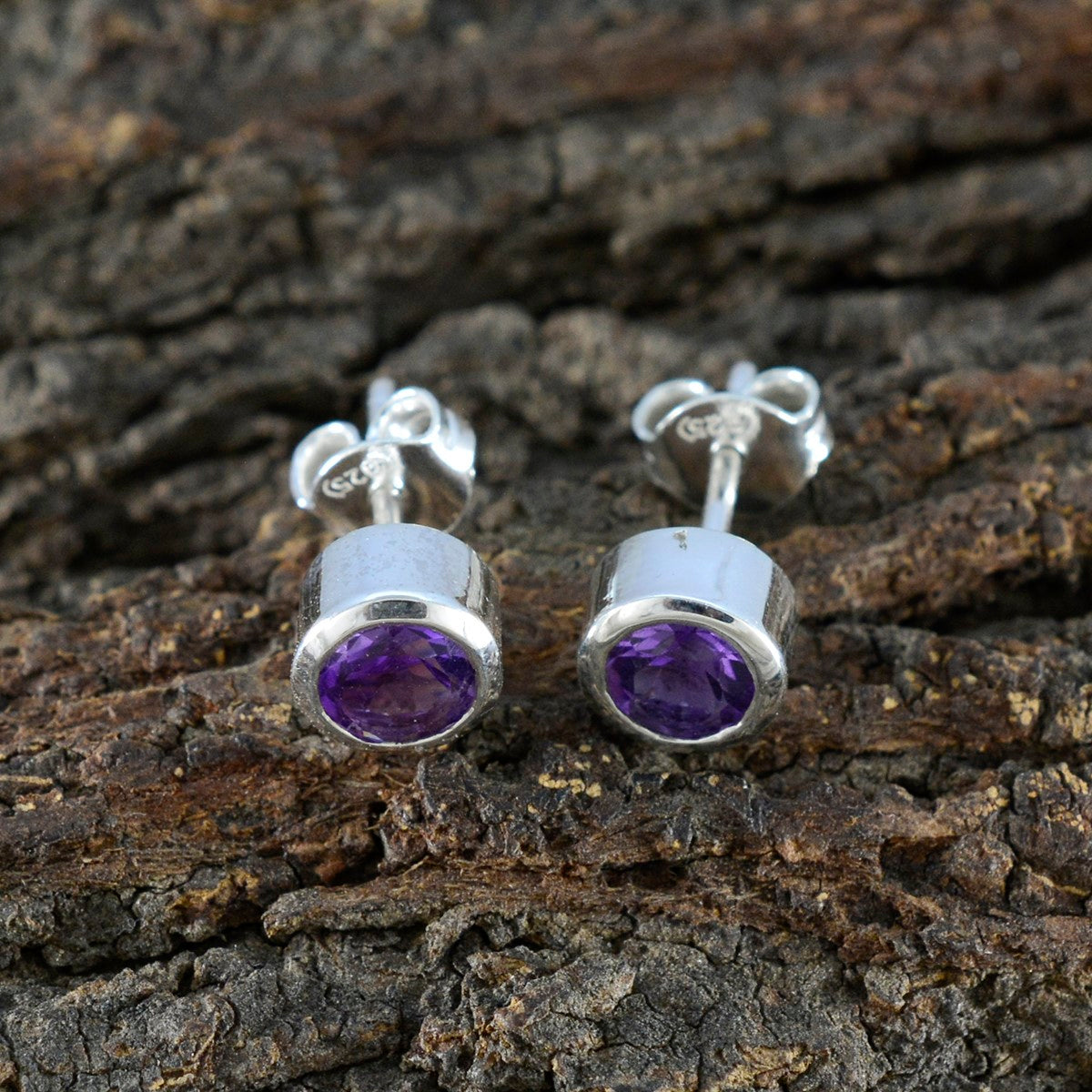 Amethyst-American-María-Solitaire-Stud-Purple-925-Sterling-Silver-Earring