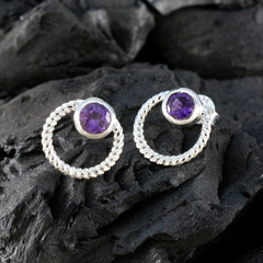 Amethyst-American-Meei-Solitär-Ohrstecker-Lila-925-Silber-Ohrring