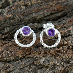 Amethyst-American-Meei-Solitär-Ohrstecker-Lila-925-Silber-Ohrring