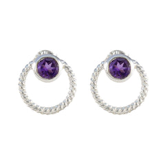 Amethyst-American-Meei-Solitär-Ohrstecker-Lila-925-Silber-Ohrring