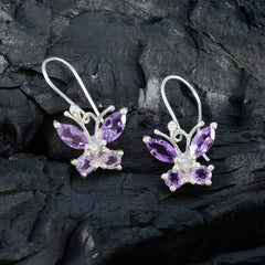 Amethyst-Marokkanischer-Lucy-Mehrfach-Dangle-Lila-Silber-Ohrring