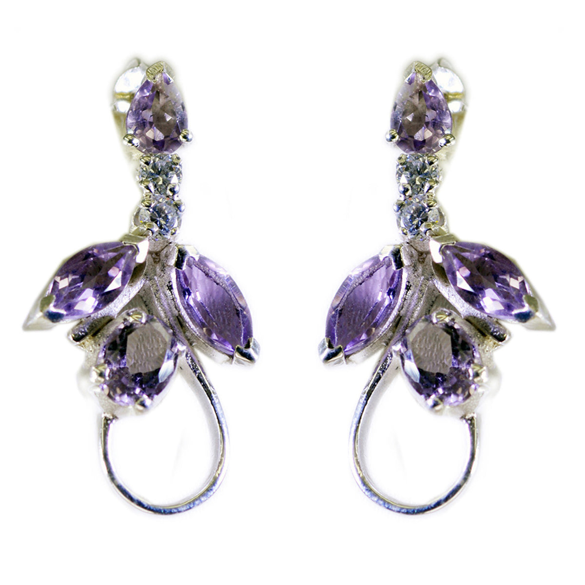 Amethyst-Korean-Sofia-multiple-Stud-Purple-92.5-Silver-Earring
